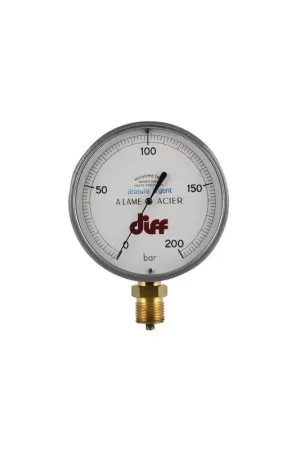 Manomètre rond 0 à 200b Ø110mm M1/2''- DIFF - 606118 Vente Directe