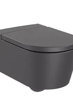 WC suspendu Inspira Round Onyx 37x56x44 cm, avec abattant frein de chute Commander Vite