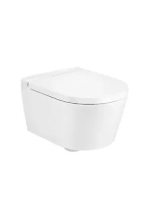 WC suspendu Inspira Round Blanc Brillant 37x48x40 cm, avec abattant frein de chute Acheter Direct