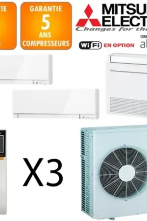 Achat Immédiat Mitsubishi Tri-split MXZ-6F120VF + MSZ-EF22VGKW + MSZ-EF42VGKW + MFZ-KT50VG