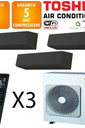 Achat Immédiat Toshiba Tri-split Shorai RAS-5M34G3AVG-E + RAS-B07P2KVSGB-E + RAS-B13P2KVSGB-E + RAS-B22P2KVSGB-E