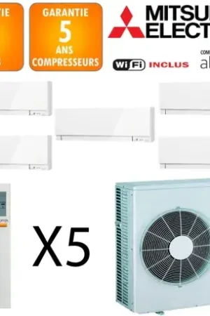 Achat Immédiat Mitsubishi Quintuple-split MXZ-6F120VF + 2 X MSZ-EF18VGKW + MSZ-EF22VGKW + MSZ-EF25VGKW + MSZ-EF50VGKW