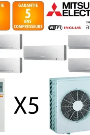 Achat Immédiat Mitsubishi Quintuple-split MXZ-6F120VF + 2 X MSZ-EF18VGKS + MSZ-EF22VGKS + 2 X MSZ-EF35VGKS