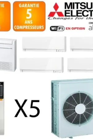 Vente Flash Mitsubishi Quintuple-split MXZ-6F120VF + MSZ-EF22VGKW + 2 X MSZ-EF25VGKW + MFZ-KT35VG + MSZ-EF35VGKW