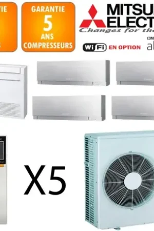 Achat Immédiat Mitsubishi Quintuple-split MXZ-6F120VF + MSZ-EF18VGKS + MFZ-KT25VG + MSZ-EF25VGKS + 2 X MSZ-EF35VGKS