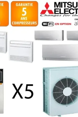 Achat Immédiat Mitsubishi Quintuple-split MXZ-6F120VF + 3 X MSZ-EF25VGKS + MFZ-KT25VG + MFZ-KT35VG