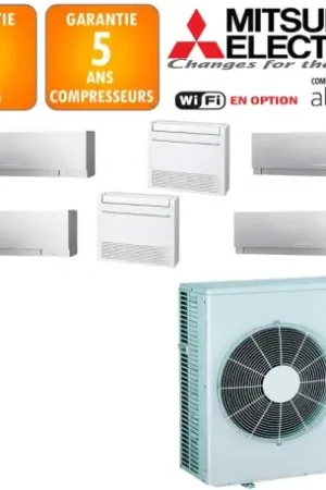 Vente Flash Mitsubishi Sextuple-split MXZ-6F120VF + 3 X MSZ-EF18VGKS + MSZ-EF22VGKS + MFZ-KT25VG + MFZ-KT50VG