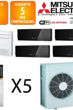 Achat Immédiat Mitsubishi Quintuple-split MXZ-6F120VF + 2 X MSZ-EF18VGKB + MSZ-EF22VGKB + MSZ-EF25VGKB + MFZ-KT50VG