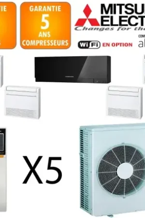 Achat Immédiat Mitsubishi Quintuple-split MXZ-6F120VF + MSZ-EF22VGKB + 3 X MFZ-KT25VG + MFZ-KT35VG